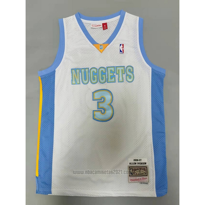 Camiseta Denver Nuggets Allen Iverson #3 Mitchell & Ness 2006-07 Blanco